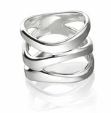 Rivage Christofle France Sterling Silver XXL Wave Ring Modern New