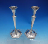 Judaica by Hazorfim Sterling Silver Candlestick Pair 9 1/4" x 4 1/2" (#4070)