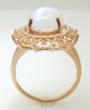 14K Rose Gold 3.83ct Genuine Natural Moonstone Ring with Diamonds (#J3318)