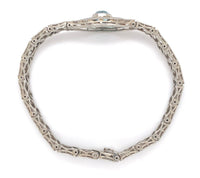 14k White Gold Filigree Bracelet with Genuine Natural Blue Zircon (#J6503)