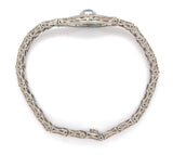 14k White Gold Filigree Bracelet with Genuine Natural Blue Zircon (#J6503)