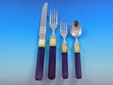 Prisma Amethyst Gold Accent by Mikasa Stainless Steel Flatware Set Service 60 Pc