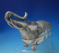 India Sterling Silver Tea Caddy Elephant Form with Chrysanthemums c.1950 (#5468)