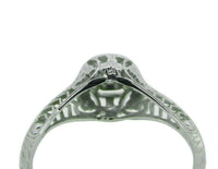 Art Deco 18k Filigree .15ct Genuine Natural Diamond Ring with Flowers (#J4766)