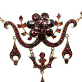 Genuine Natural Bohemian Garnet Necklace Rosette with Drops (#J5404)