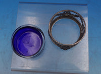 Wilcox Sterling Silver Salt Cellar Master Swags Ribbon Cobalt Glass 7228 (#6941)