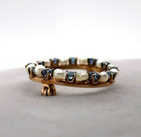 14k Yellow Gold Montana Sapphire and Pearl Round Pin (#J5538)