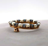 14k Yellow Gold Montana Sapphire and Pearl Round Pin (#J5538)