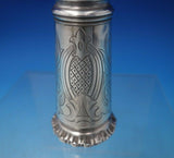 English Sterling Silver Pepper Shaker Bright-Cut 3 3/4" Tall x 1 5/8" (#5210)