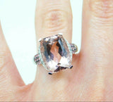 14k Gold Huge 10 Carat Genuine Natural Morganite and Pink Sapphire Ring (#J5051)