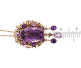 Large 37 Carat Victorian 14k Gold Genuine Natural Amethyst Pin Pendant (#J5477)