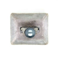 18k White Gold 12mm Tahitian Black Pearl and Pave Diamonds (#J5343)