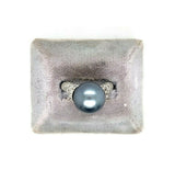 18k White Gold 12mm Tahitian Black Pearl and Pave Diamonds (#J5343)