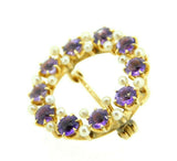 14k Yellow Gold Victorian Amethyst and Pearl Circle Pin (#J4438)