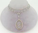 10k Oval Genuine Natural Crystal Quartz Necklace with Cast Chain (#J4090)