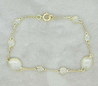 18k Yellow Gold 6.5ct Genuine Natural Moonstone Bracelet (#J4560)