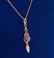 10k Yellow Gold Victorian Sapphire Lavaliere Pendant Jewelry (#J5602)