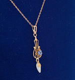 10k Yellow Gold Victorian Sapphire Lavaliere Pendant Jewelry (#J5602)