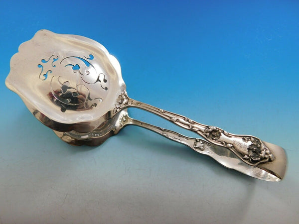 Intaglio by Reed and Barton Sterling Silver Asparagus Serving Tongs Pierced 9"