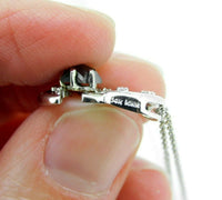 14k White Gold Moon and Black Star Genuine Natural Diamond Pendant (#J5077)