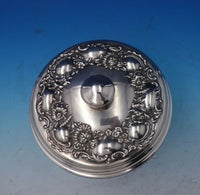 Hunt Sterling Silver Jar w/Stenciled Roses Butterfly and Chrysanthemum Lid #5319