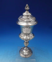 German .812 Silver Chalice Gold Washed Interior with Lid Chased Flowers (#6454)