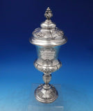 German .812 Silver Chalice Gold Washed Interior with Lid Chased Flowers (#6454)