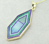 Kaufmann 14k Gold Genuine Natural Opal Intarsia Inlay Pendant (#J5084)