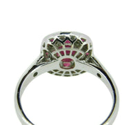 18k Gold Deco Style 1.28ct Genuine Natural Ruby Ring with Diamonds (#J2355)