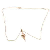 10k Yellow Gold Lavaliere Pendant .15ct Diamond and Pearls (#J4820)
