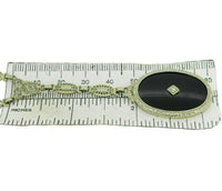 Deco 14k White Gold Filigree Genuine Natural Black Onyx Necklace (#J4671)