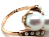Victorian 10k Yellow Gold Ring Jewelry with Three Large 8mm Pearls (#J5952)
