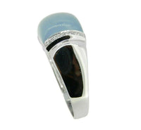 14k White Gold Square Genuine Natural Chalcedony Ring with Diamonds (#J3514)