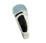 14k White Gold Square Genuine Natural Chalcedony Ring with Diamonds (#J3514)