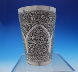 Middle Eastern Silver Cup with Scrollwork Repoussed Design 3 1/2" Tall (#3873)