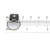 14k White Gold Rectangle Genuine Natural Black Onyx Ring with Diamond (#J5821)