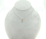 14k White Gold Princess Cut Rainbow Sapphire and Diamond Pendant (#J4447)