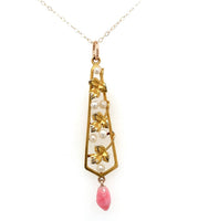 10k Yellow Gold Art Nouveau Lavaliere with Conch Pearl Drop (#J6166)