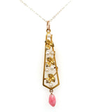 10k Yellow Gold Art Nouveau Lavaliere with Conch Pearl Drop (#J6166)