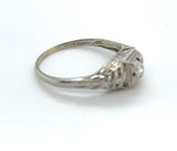 18k White Gold Filigree Genuine Natural Diamond Ring Chevron Like Design #J5946