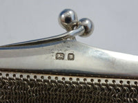 AM & ML English Sterling Silver Mesh Purse with Fringe and Chain Handle (#3012)