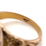 10k Yellow Gold Victorian Child's Signet Ring w/ Flowers and Mono "KMM" (#J5692)