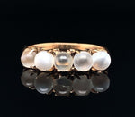14k Yellow Gold Antique Five Genuine Natural Moonstone Band Ring (#J5694)