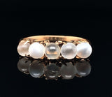 14k Yellow Gold Antique Five Genuine Natural Moonstone Band Ring (#J5694)