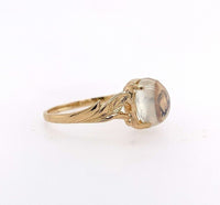 10k Yellow Gold Genuine Natural Moonstone Ring with Leaf Design (#J5607)
