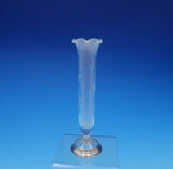 Sterling Silver and Etched Glass Bud Vase Ruffled 7" Tall x 2" Diameter (#3641)