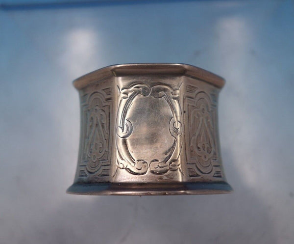 English Victorian Sterling Silver Napkin Ring Eight Sided Engraved c1859 (#6865)