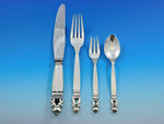 Acorn by Georg Jensen Danish Sterling Silver Flatware Set for 12 Dinner 51 pcs