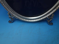 Oval Sterling Silver Tabletop Picture Frame Ribbon Angels 9" x 7" (#6214)