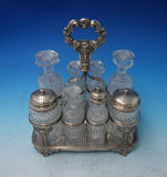 English Sterling Silver and Cut Crystal Cruet Set 10" x 8"  (#5411)